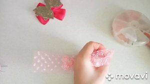 Бантики из фатина, бусин и розочек/МК