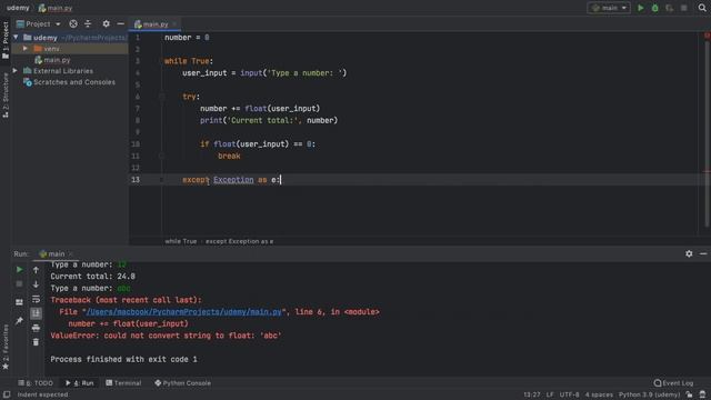 Fast & Easy Python 3.9 Tutorial - Try & Except (Part 17) 2022 смотреть онлайн