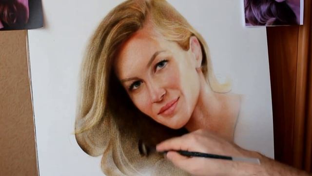 Жизель. Портрет в технике сухая кисть в цвете. Художник Яков Дедык. смотреть онлайн