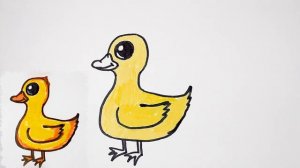 Как нарисовать УТЁНКА вместе с детьми.Рисуем маленького УТЁНКА фломастерами. How to draw a DUCKLING