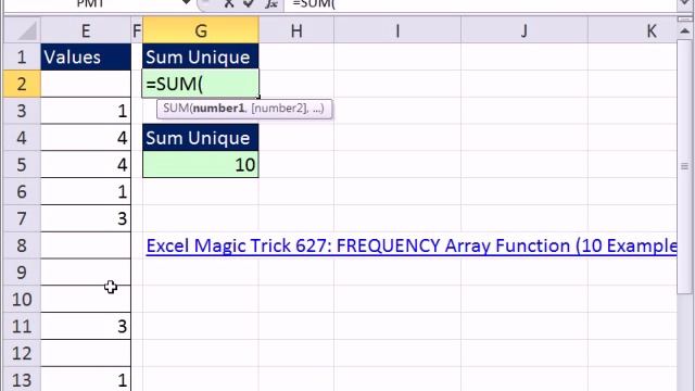 Excel Magic Trick 851: Formula To Sum Unique Values In Column смотреть онлайн