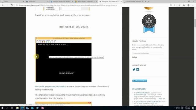 Microsoft Hyper-V UEFI Boot loader failed when installing Windows 10 Generation2 virtual machine смотреть онлайн