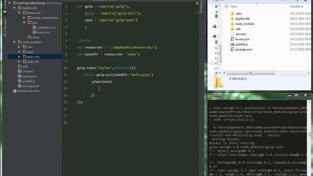 Installer et utiliser Bootstrap Sass dans un projet web avec Bower et Gulp смотреть онлайн