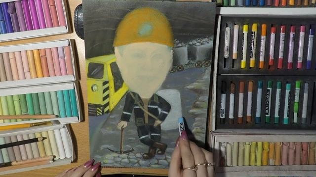 speed painting, miner, mining, dry pastels, шарж, шахтёр, сухая пастель смотреть онлайн