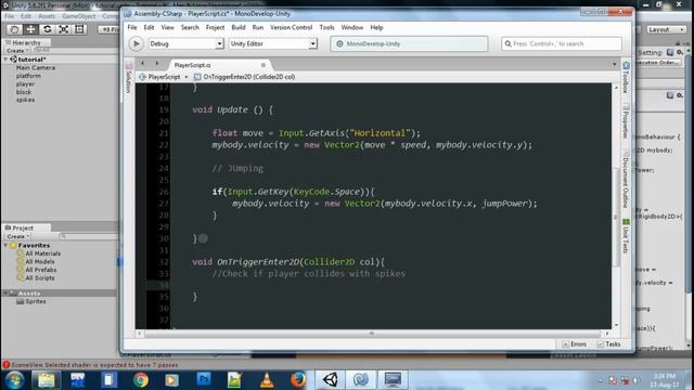 Unity 2D Platformer Tutorial - Part 3 - Spikes and Reload Scene/Level смотреть онлайн