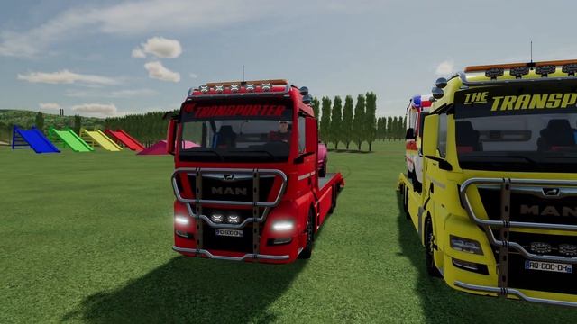 TOYOTA, FORD RANGER, MERCEDES, VOLKSWAGEN CARS TRANSPORTING WITH MAN TRUCKS - Farming Simulator 22 смотреть онлайн