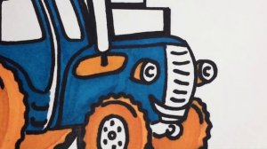 Синий трактор-раскраска