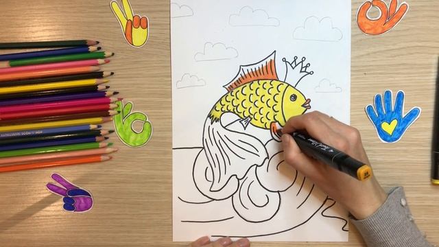 Золотая рыбка рисунок. Рисунок к сказке золотая рыбка Пушкин. Как нарисовать золотую рыбку. смотреть онлайн