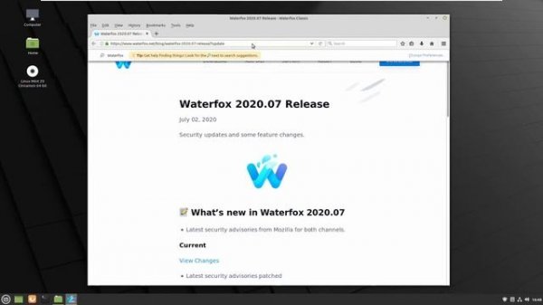 Linux Mint 20 - Waterfox browser (Firefox with more control and supported extensions)
