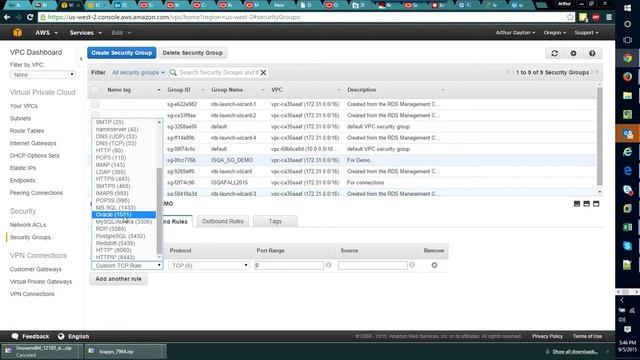 Amazon Web Services Create Oracle Database Part3 Create Security Group смотреть онлайн