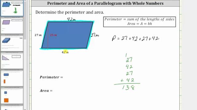 Perimeter and Area of a Parallelogram (Whole Numbers) смотреть онлайн