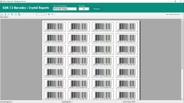 VB.Net (Preview) Generating and Printing EAN-13 Barcodes in Crystal Reports смотреть онлайн