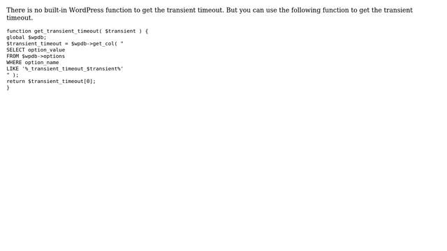 Wordpress: How to get the value of time left for a transient? (3 Solutions!!) смотреть онлайн