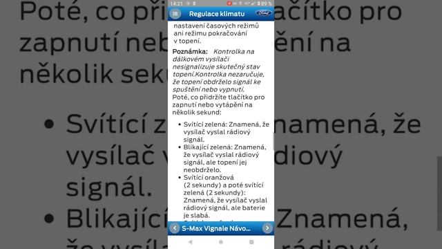 Návod na ovládání nezávislého topení Ford S-Max смотреть онлайн
