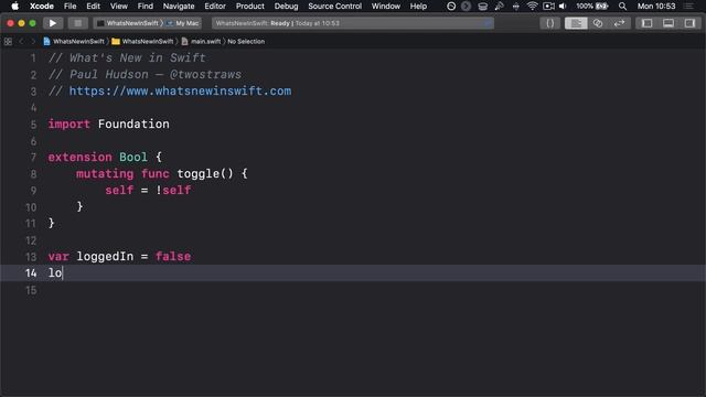 Toggling a Boolean using toggle() смотреть онлайн