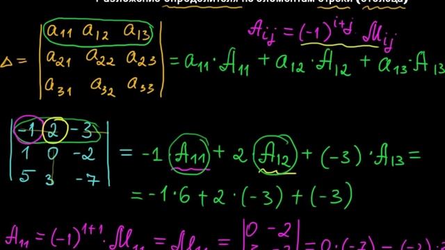 §13 Разложение определителя по элементам строки (столбца) смотреть онлайн
