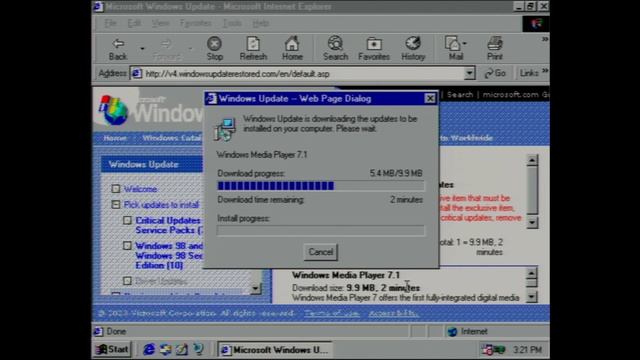 Installing Windows Media Player 7.1 on Windows 98 First Edition via Windows Update Restored v4 смотреть онлайн