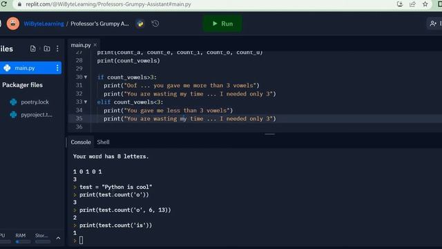 Python Programming: if-elif-else statement: Usage in Prof. Grumpy Assistant смотреть онлайн