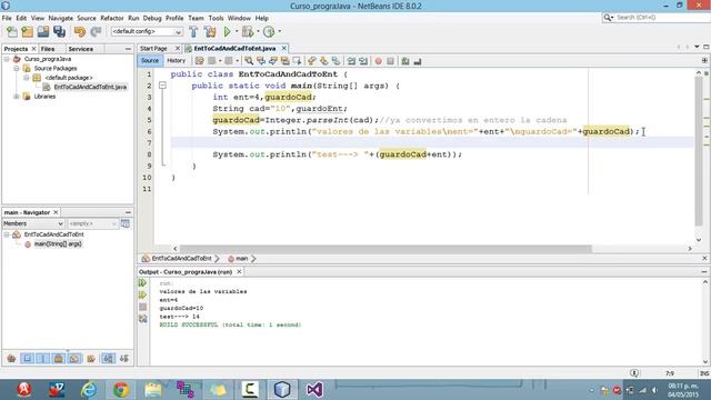 08 convertir int a String y String a int JAVA (NetBeans 8.0.2). смотреть онлайн