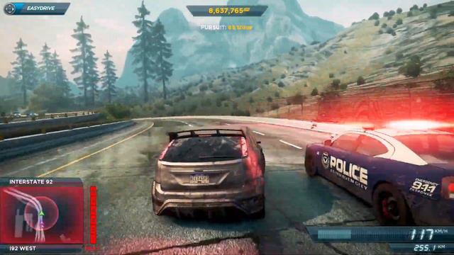 NFS Most Wanted | Police Chase Max Heat Level Escaped | Ford Focus RS500 vs Police смотреть онлайн