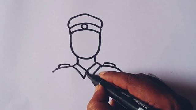 How to draw a Policeman /easy drawing step by step/policeman drawing tutorial смотреть онлайн