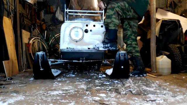 Работа самодельной, передней подвески на снегоход. смотреть онлайн