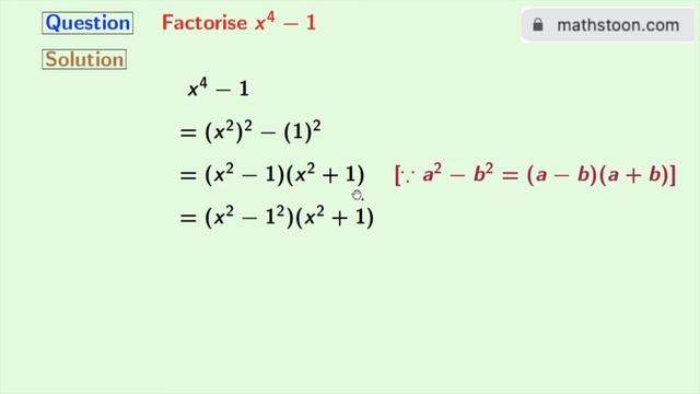 Factorise x^4-1 || Factor x4-1 || x^4-1 formula смотреть онлайн