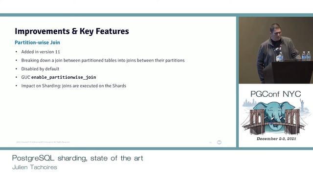 PGConf NYC 2021 - PostgreSQL sharding, state of the art by Julien Tachoires смотреть онлайн