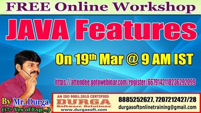 JAVA Features (Free Online Workshop) On 19th March @9AM IST by Durga sir смотреть онлайн