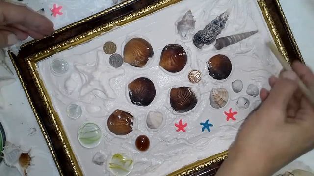 Панно с ракушками. Техника терра . Поделки из ракушек. DIY. смотреть онлайн
