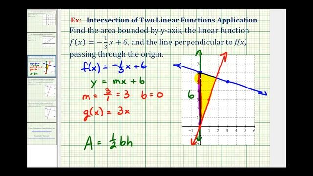Ex: Find the Area of a Triangle Bounded by a Line, a Perpendicular Line, and the Y-Axis смотреть онлайн