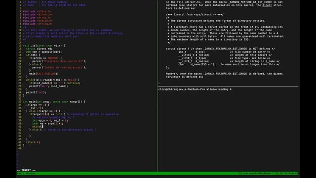 C implementation of ls command смотреть онлайн