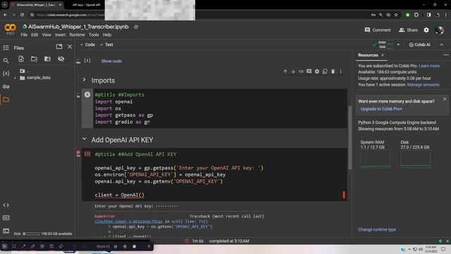 AISwarmHub - Audio Transcriber with OpenAI Whisper-1 in a Gradio UI from a Google Colab Notebook смотреть онлайн