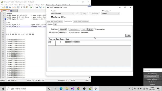 OBD2: Version 1.0.0.4 - CAN Sniffer