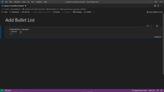 Jupyter Notebook | Markdown | How to Add Bullet List смотреть онлайн