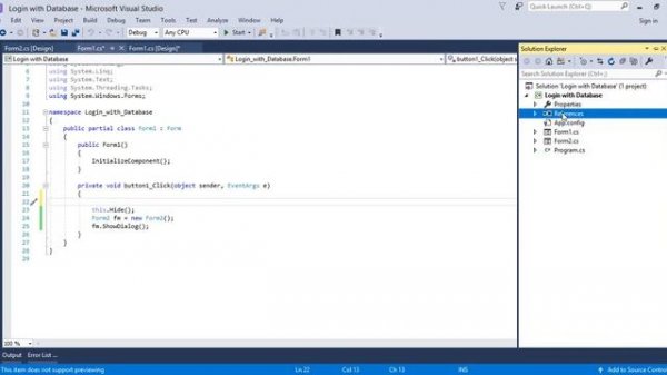 Login Form with postgresql step by step in visual C# win form app