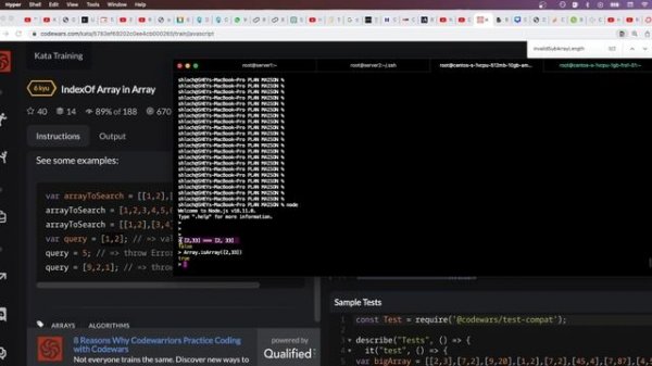 IndexOf Array in Array |  6 kyu codewars | javascript