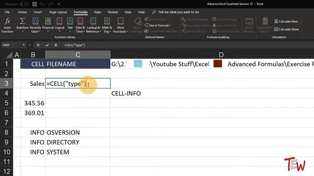 Microsoft Excel 2019 CELL Function & INFO Formula, Advanced Excel 2019 Tutorial смотреть онлайн