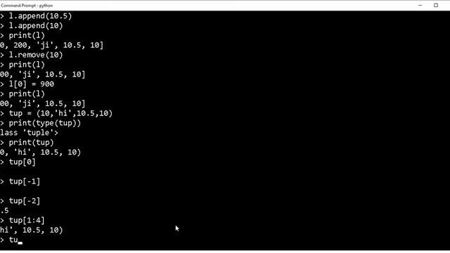 2)Tuple Data Type (immutable) смотреть онлайн