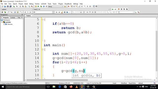 C Program To Find GCD Of N Numbers Or GCD Of An Array (Hindi) смотреть онлайн
