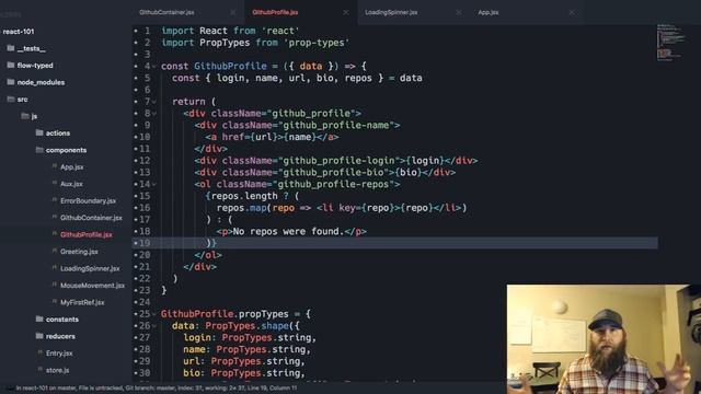 React 101 - Episode 3 - Lifecycle Hooks, Container, and Presentational Components смотреть онлайн