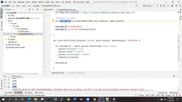 how to read CSV file from HDFS into spark scala using intellij idea || DataEdge Systems Inc смотреть онлайн