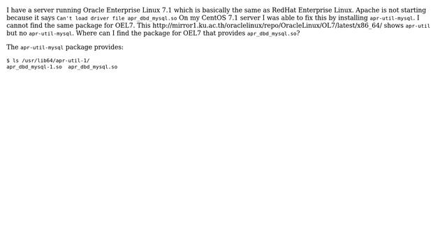 Installing apr-util-mysql on Oracle Enterprise Linux 7.1 смотреть онлайн