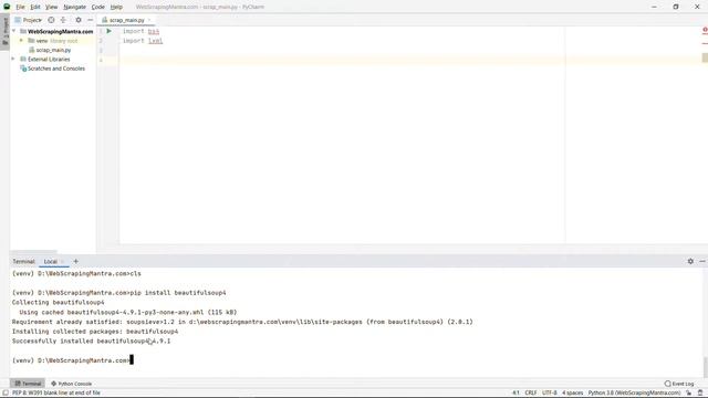 How To Install Beautiful Soap inside PyCharm Project Just 1 Command | 2020 | Python | Web scraping смотреть онлайн