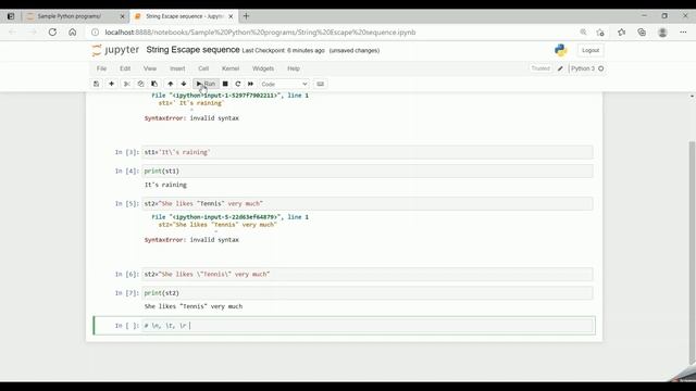 PP_6 : ESCAPE SEQUENCES IN PYTHON смотреть онлайн