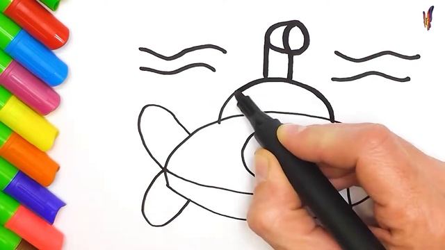 Draw a picture of a submarine for kids смотреть онлайн