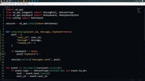 Vkontakte BOT (vk_api python) [2] | Клавиатура, кнопочки.