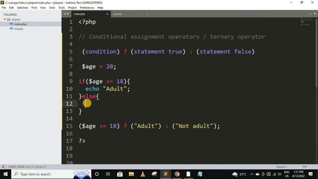 ternary operator in php | php tutorial for beginners full - 20 | php tutorial | php full course #ph смотреть онлайн