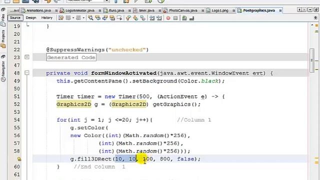 Java Graphic Tutorial with Timer and Random Colour Settings смотреть онлайн