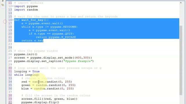 Pygame examples 3: Detect when a user presses a key смотреть онлайн